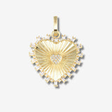 Fluted Heart Charm Gold